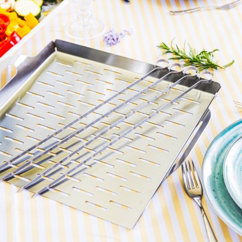 SZPIKULCE NA SZASZŁYKI, DO GRILLA, 4 SZT, 35,8CM, STAL NIERDZEWNA, KINGHOFF KH-1914