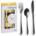 SZTUĆCE DLA DZIECI DZIECKA WIDELEC NÓŻ ŁYŻECZKA 3-ELE STALOWE ŻABKA KIDS COLLECTION 139184-Z
