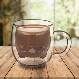 Szklanka termiczna z podwójną ścianką do kawy kotek DOUBLE 270ml ORION 128880