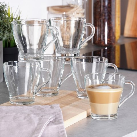 Szklanki do kawy herbaty z uchem 250ml 6 szt zestaw szklanek komplet VILDE 139613