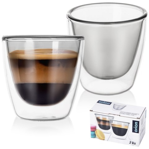 Szklanki termiczne z podwójną ścianką do kawy espresso 90ml 2 sztuki ORION 124377