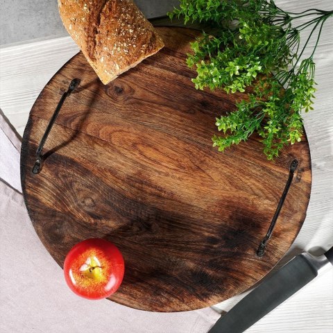 Taca do serwowania przekąsek drewniana z uchwytami duża 39cm VILDE 259026
