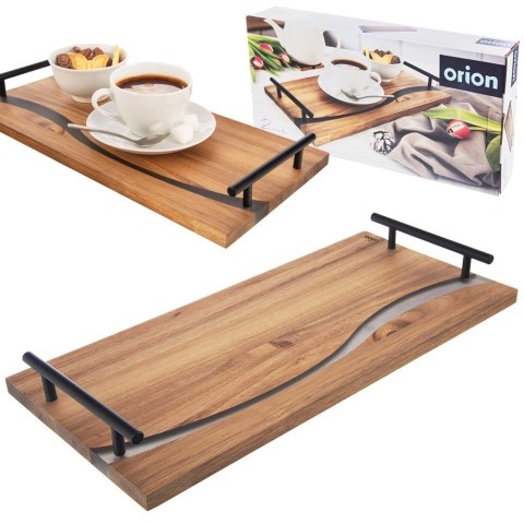 Taca drewniana do serwowania przekąsek z uchwytami RIVER 42x20x4.5cm ORION 153877