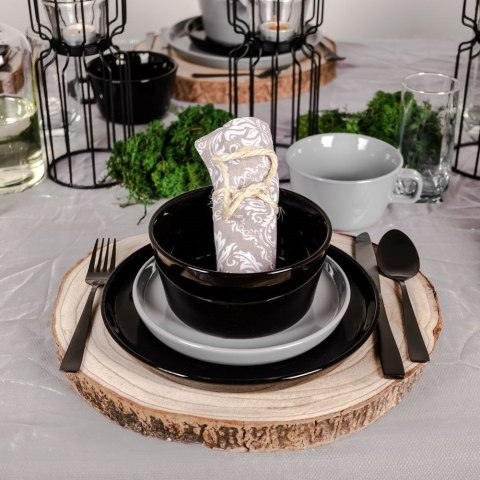 Talerz obiadowy płytki porcelanowy czarny 24cm MONDEX 139150