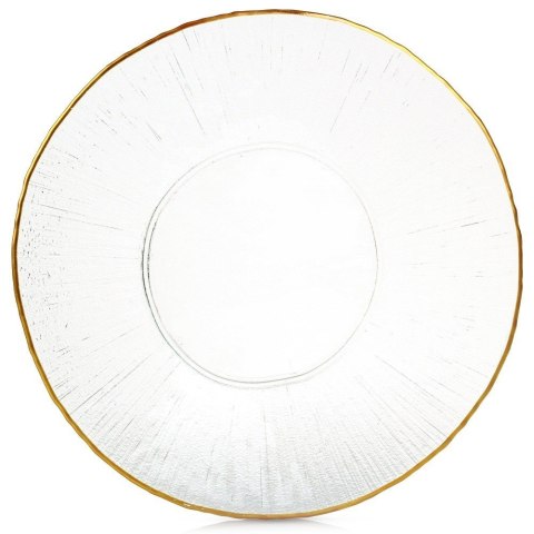 Talerz obiadowy płytki szklany złoty patera 30cm VILDE 139722