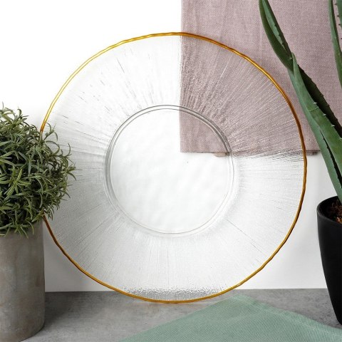 Talerz obiadowy płytki szklany złoty patera 30cm VILDE 139722
