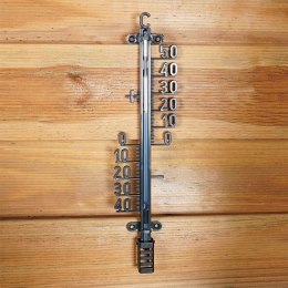 Termometr duży zewnętrzny i wewnętrzny analogowy czarny 25cm PROGARDEN 569666