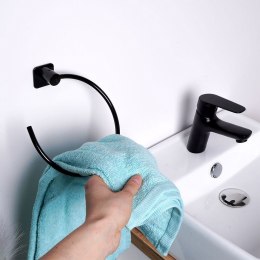 Uchwyt wieszak na ręcznik ręczniki stalowy czarny okrągły 18cm BATHROOM SOLUTIONS 569656