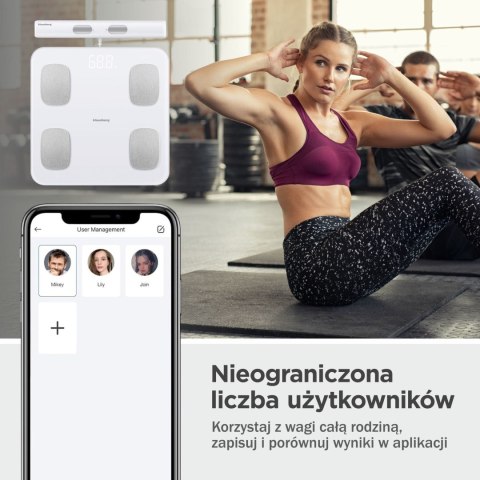 WAGA ŁAZIENKOWA Z POMIAREM TKANKI TŁUSZCZOWEJ I SKŁADU CIAŁA, SMART, BT, KLAUSBERG KB-7853 BIAŁA