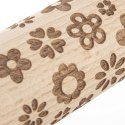 Wałek do ciasta drewniany dekoracyjny obrotowy z wzorem kwiaty 33cm ORION 141256