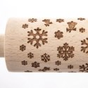 Wałek do ciasta drewniany dekoracyjny obrotowy z wzorem płatki śniegu 38cm ORION 141248
