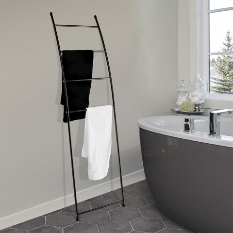Wieszak stojak na ręczniki łazienkowe stojący uchwyt metalowy czarny 150cm BATHROOM SOLUTIONS 569595