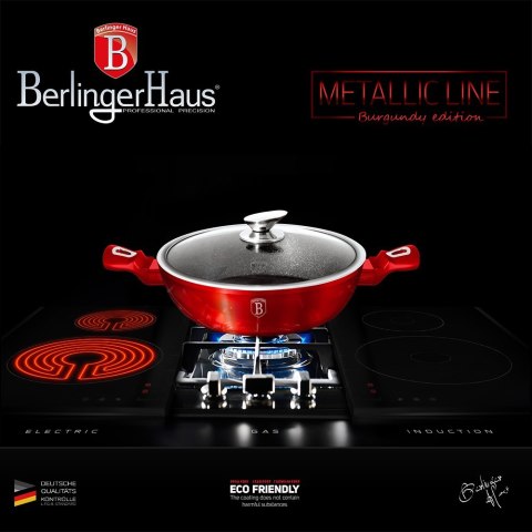 WOK GARNEK GRANITOWY 32CM 4.9L BERLINGER HAUS METALLIC LINE BURGUNDY BH-1264-N