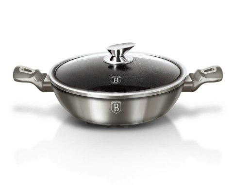 WOK GARNEK Z POWŁOKĄ GRANITOWĄ 28cm 3.8L BERLINGER HAUS METALLIC LINE CARBON BH-1241-N