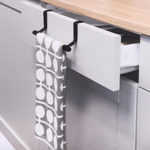 Wieszak uchwyt na drzwi na ścierki ręczniki metalowy czarny STORAGE SOLUTIONS 532008
