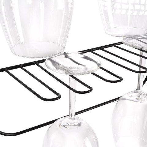 Wieszak uchwyt organizer na kieliszki do wina metalowy czarny VILDE 229040