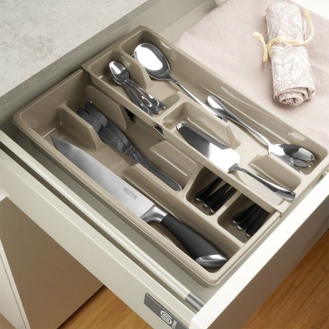 Wkład na sztućce do szuflady szuflad organizer szary 2-poziomowy 38.5x28cm ORION 150746