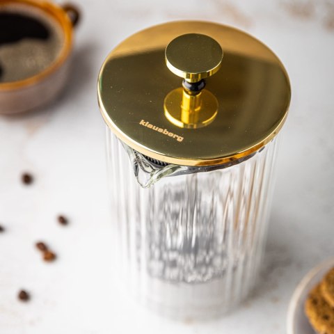 ZAPARZACZ DO KAWY HERBATY SZKLANY 350ML FRENCH PRESS ZŁOTY KLAUSBERG KB-7759