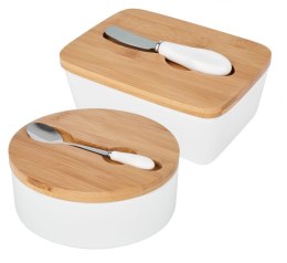 ZESTAW 2w1 MASELNICZKA i CUKIERNICA CERAMICZNA KONIGHOFFER 7594-7600 BIAŁY