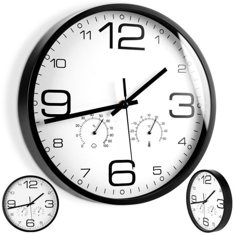Zegar ścienny na ścianę biały z termometrem higrometrem 30cm VILDE 569614