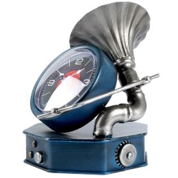 Zegar stołowy metalowy granatowy gramofon 19cm HOME STYLING COLLECTION 569364