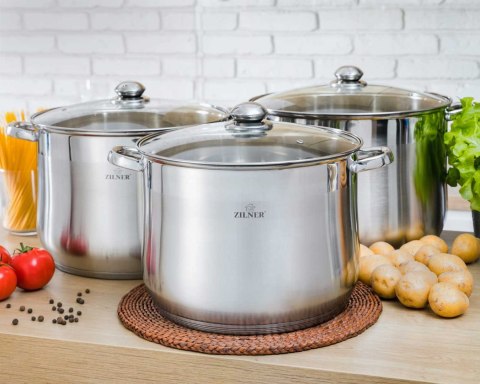 ZESTAW 3 GARNKÓW GASTRONOMICZNYCH 16 20 23L ZILNER ZL-7352