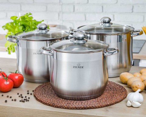 ZESTAW 3 GARNKÓW STALOWYCH GASTRONOMICZNYCH 5.5 7 9L ZILNER ZL-7349