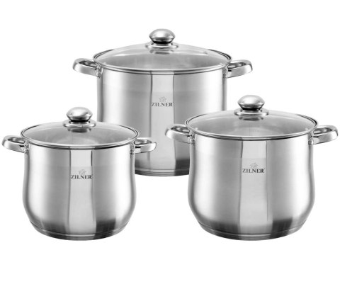 ZESTAW 3 GARNKÓW STALOWYCH GASTRONOMICZNYCH 5.5 7 9L ZILNER ZL-7349