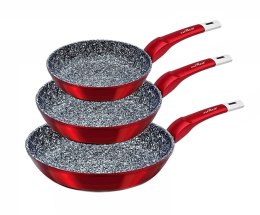 ZESTAW 3 PATELNI 20 24 28CM MARMUROWO-CERAMICZNE ZILNER STONETEC BURGUND ZL-2028B