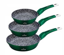 ZESTAW 3 PATELNI 20 24 28CM MARMUROWO-CERAMICZNE ZILNER STONETEC EMERALD ZL-2028G