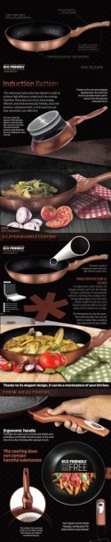 ZESTAW 3 PATELNI GRANITOWYCH 20/24/28CM BERLINGER HAUS METALLIC LINE ROSE GOLD BH-1278-N