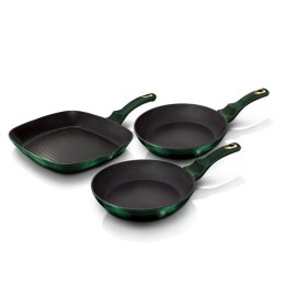 ZESTAW 3 PATELNI TYTANOWYCH BERLINGER HAUS METALLIC EMERALD BH-6167