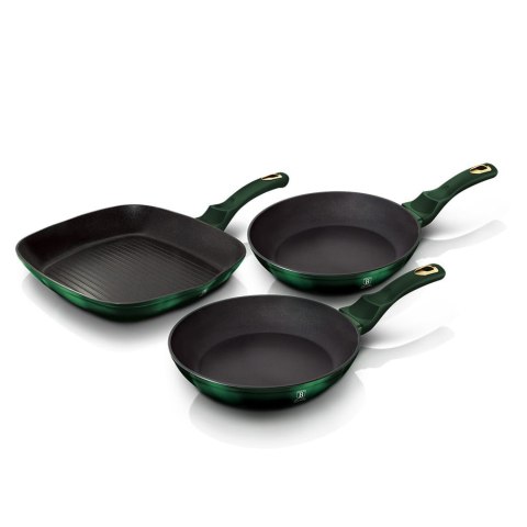 ZESTAW 3 PATELNI TYTANOWYCH BERLINGER HAUS METALLIC EMERALD BH-6167