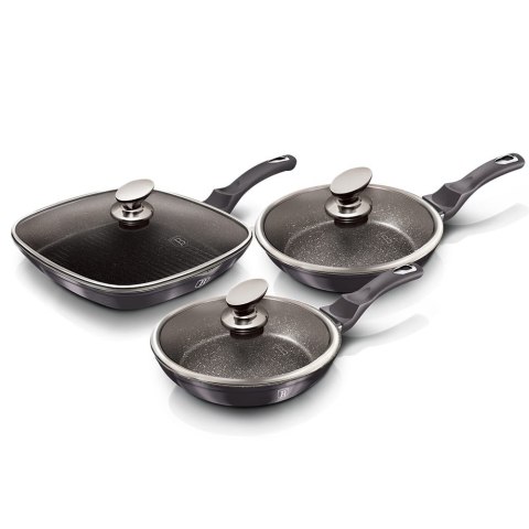 ZESTAW 3 PATELNI Z POWŁ. GRANITOWĄ BERLINGER HAUS Carbon Pro BH-6923