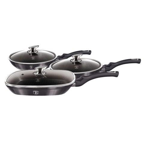 ZESTAW 3 PATELNI Z POWŁ. GRANITOWĄ BERLINGER HAUS Carbon Pro BH-6923