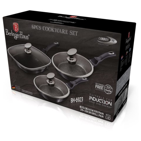 ZESTAW 3 PATELNI Z POWŁ. GRANITOWĄ BERLINGER HAUS Carbon Pro BH-6923