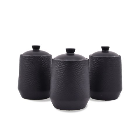 ZESTAW 3 POJEMNIKÓW CERAMICZNYCH NA KAWĘ HERBATĘ I CUKIER MAESTRO BLACK MR-20001-03CS