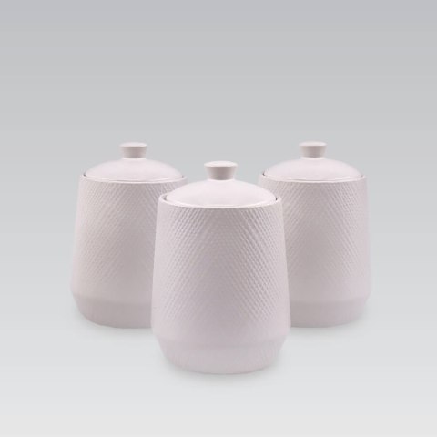 ZESTAW 3 POJEMNIKÓW CERAMICZNYCH NA KAWĘ HERBATĘ I CUKIER MAESTRO WHITE MR-20002-03CS