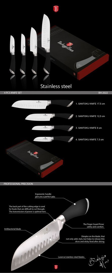ZESTAW 4 NOŻY SANTOKU BERLINGER HAUS VELVET BH-2022