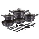 ZESTAW GARNKÓW Z POWŁ. GRANITOWĄ + NOŻE 17 EL. BERLINGER HAUS Carbon Pro BH-6920