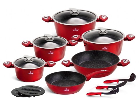 ZESTAW GARNKÓW Z POWŁOKĄ GRANITOWĄ 15 EL. ZILNER CHERRY RED ZL-8516