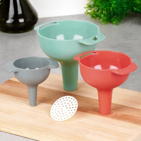 ZESTAW LEJKÓW KUCHENNYCH Z SITKIEM 10/8/6 CM 4-ELE LEJEK SITKO EXCELLENT HOUSEWARE 259731