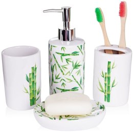 Zestaw łazienkowy ceramiczny biały bambus 310ml 4 elementy BATHROOM SOLUTIONS 569462