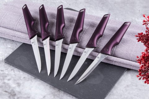 ZESTAW NOŻY DO STEKÓW LUB PIZZY 6 EL. BERLINGER HAUS PURPLE ECLIPSE BH-2789