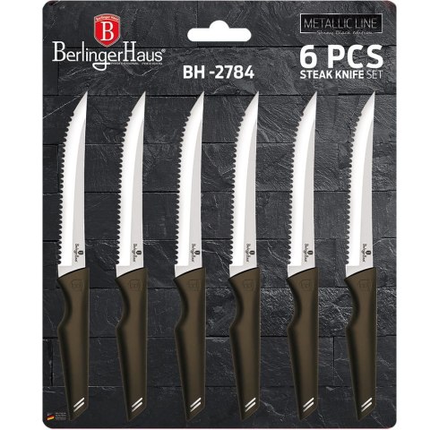 ZESTAW NOŻY DO STEKÓW LUB PIZZY 6 EL. BERLINGER HAUS SHINY BLACK BH-2784