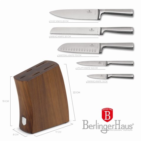 ZESTAW NOŻY W BLOKU 6 ELE BERLINGER HAUS ANTRACIT BH-3124