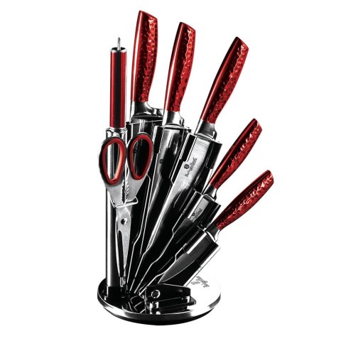 ZESTAW NOŻY W STOJAKU 8 EL. BERLINGER HAUS METALLIC LINE BURGUNDY BH-2459