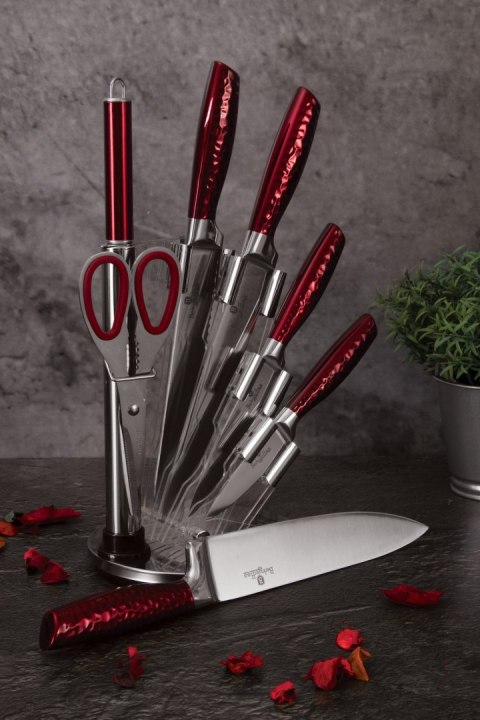 ZESTAW NOŻY W STOJAKU 8 EL. BERLINGER HAUS METALLIC LINE BURGUNDY BH-2459