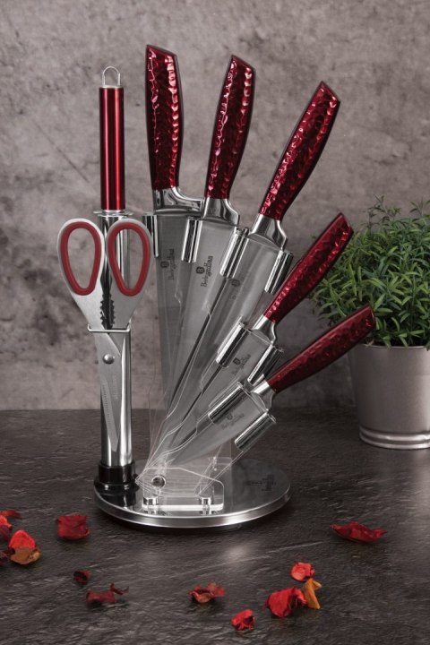 ZESTAW NOŻY W STOJAKU 8 EL. BERLINGER HAUS METALLIC LINE BURGUNDY BH-2459