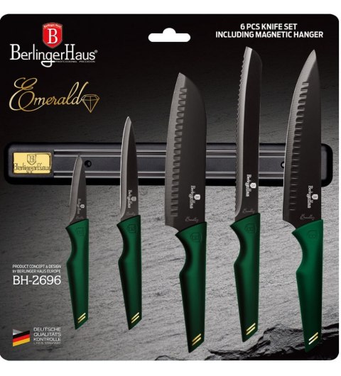 ZESTAW NOŻY Z LISTWĄ MAGNETYCZNĄ 6 ELE. BERLINGER HAUS EMERALD BH-2696